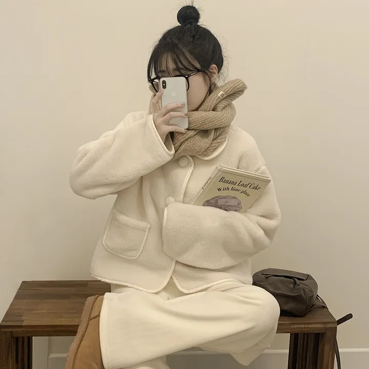 [양면퍼🧸/귀여움] 아방핏 양털 후리스 뽀송 카라 덤블 퍼자켓 크롭점퍼 밍크 숏코트 상세 이미지 6