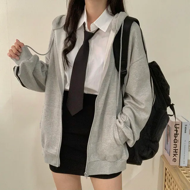 (◞˃ᆺ˂)◞💖[박시핏!/5컬러] 꾸안꾸강추 핏 예쁜 오버핏 심플 베이직 라인 두줄 포인트 기본 후드집업 상세 이미지 7