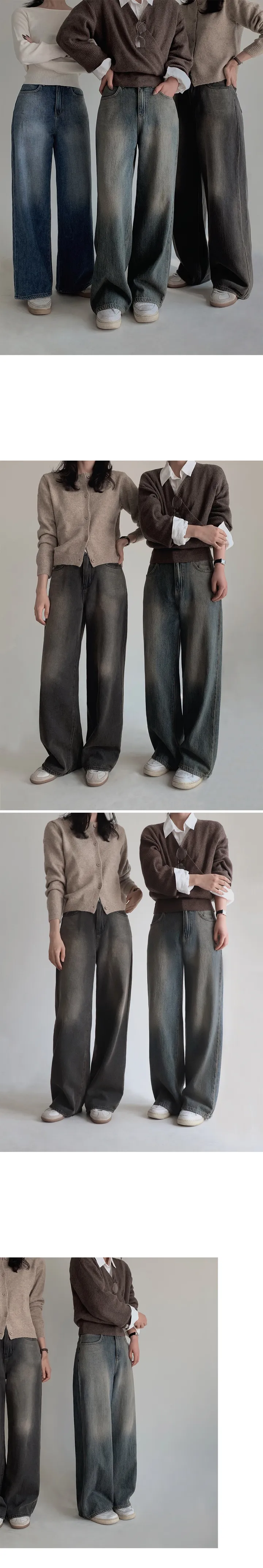 [🤎후들핏/빈티지데님] 모어와이드 에어소프트 데님팬츠 (+베이직/롱ver) - 4 size (SLOWMADE/자체제작/키작녀/키큰녀/고퀄리티/디테일/와이드팬츠/기본템/웰메이드) 상세 이미지 13