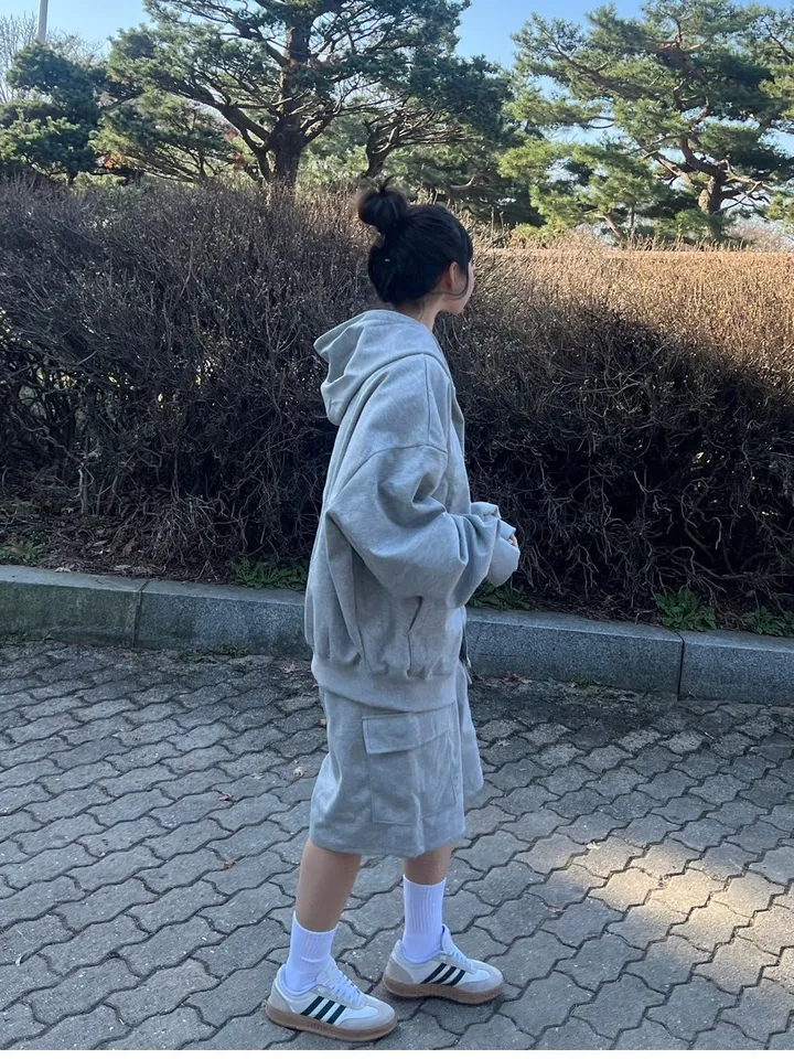 🌼당일출고🌼💗2000장 돌파💗[고퀄 핏대박/7Color/신상] 빅사이즈 투웨이 후드집업 카고 버뮤다 팬츠 트레이닝 세트 커플룩 시밀러룩 오버핏 꾸안꾸 트레이닝복 상세 이미지 63