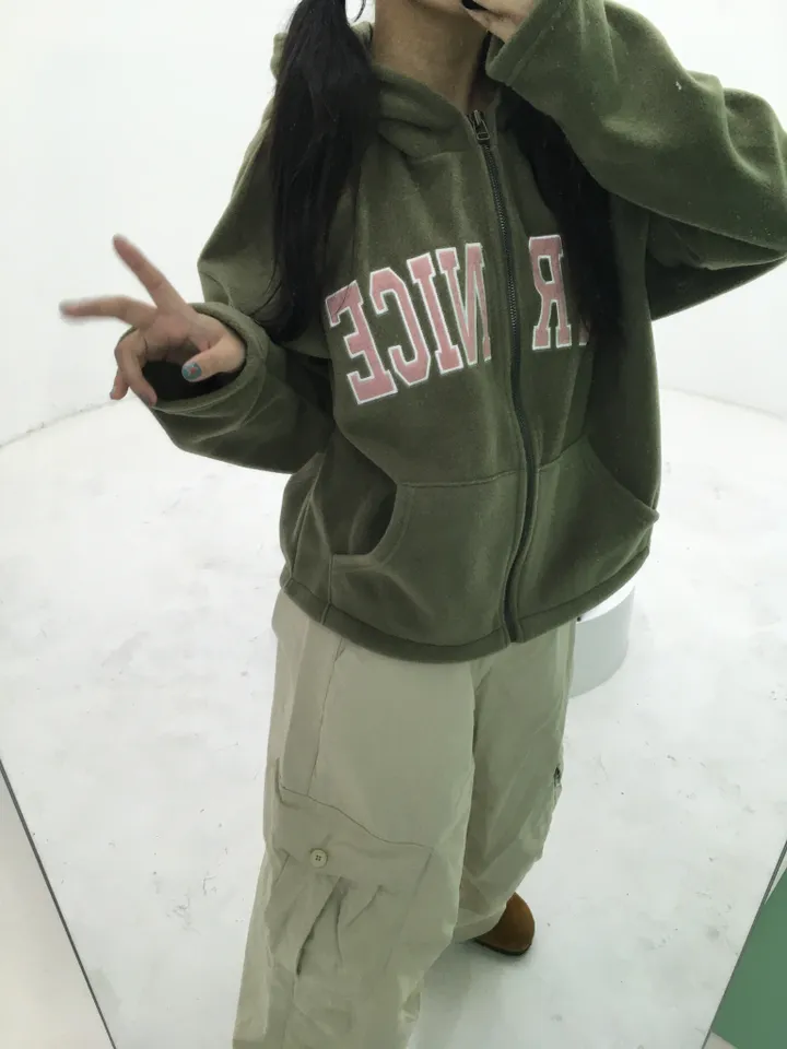 자수 후리스 후드집업 상세 이미지 8