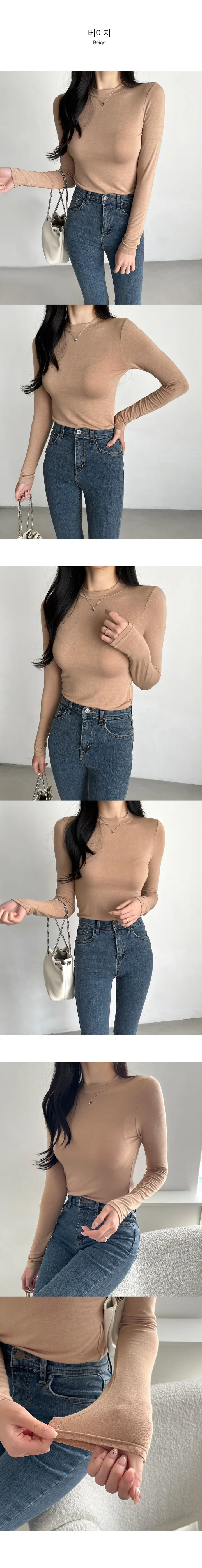 (쫀쫀/핏메이커) 늘씬핏 데일리 슬림 스판 긴팔 티셔츠 12color 이너 레이어드 무지 상세 이미지 16