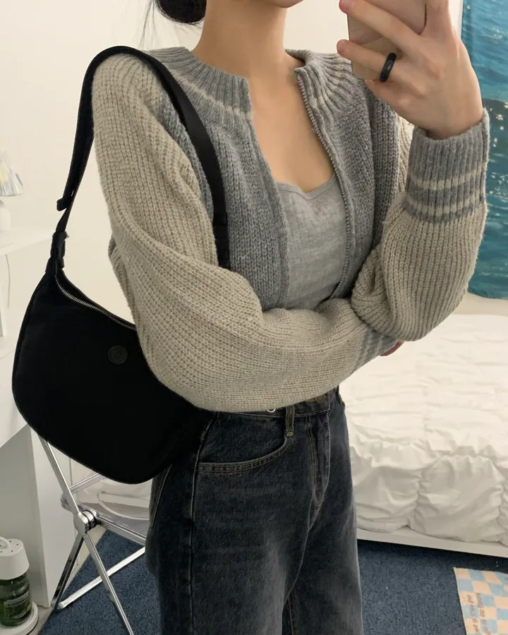 bori two way raglan crop Knit zip-up (3color) 상세 이미지 4