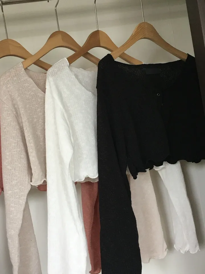 [은은한비침✨/핏보장템!] 시스루 살안타템 린넨 여리 단추 루즈 크롭 가디건 상세 이미지 22