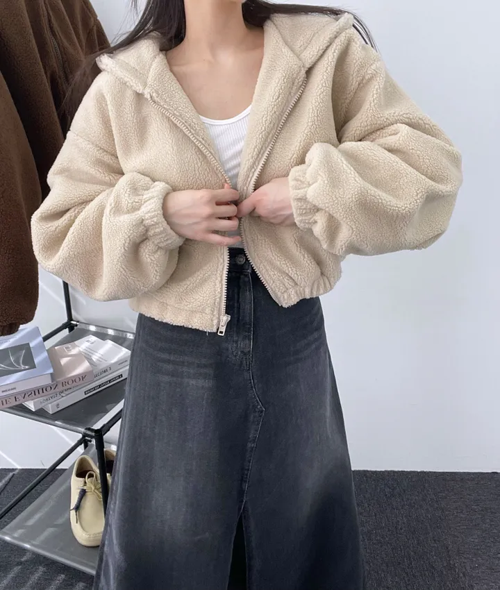 *아방핏후드집업* 뽀글이 후리스 플리스 후드집업 가을 겨울 아우터 집업 오버핏 상세 이미지 50