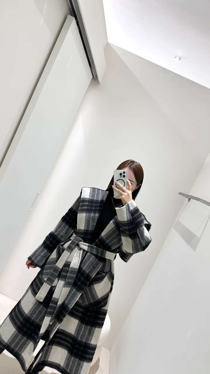 세일러 빅카라 체크 후드 롱코트 (수입) 상세 이미지 4