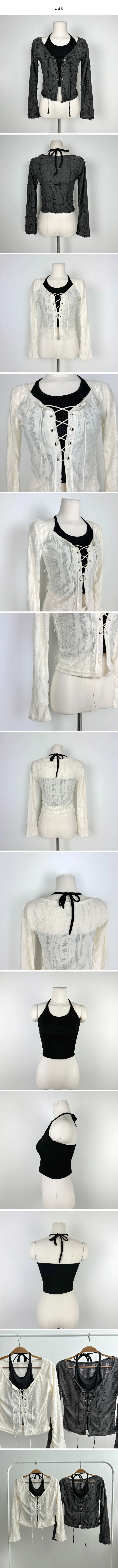 [나시set🖤/반팔or긴팔] 빈티지 가디건 + 홀터넥 나시 세트 - 2color 봄 여름 가을 데일리 데이트 꾸안꾸 캐주얼 유니크 힙 학생 대학생 캠퍼스 여행 수학여행 그런지룩 상세 이미지 5
