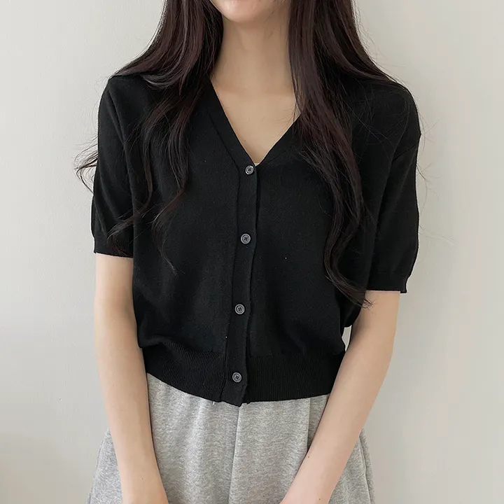 1+1할인!![고퀄뱀부소재!/기획특가] 설렘가득 봄여름가을내내 입기좋은 크롭 라운드넥 or 브이넥 반팔 린넨 반팔가디건 상세 이미지 23