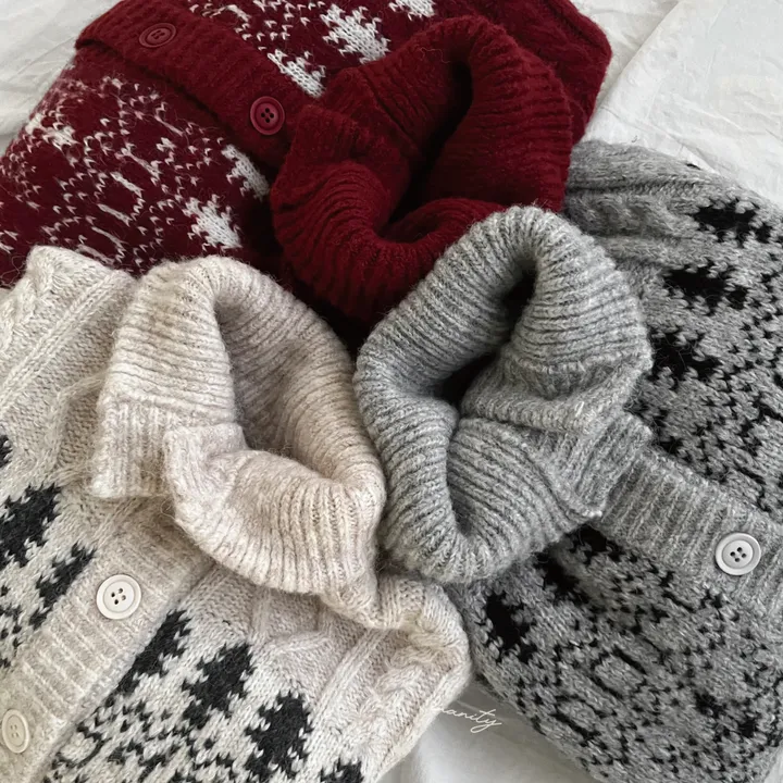 당일출고🚀[wool20%/두툼❄] 하이넥 스노우 패턴 노르딕 루즈핏 가디건 3color 상세 이미지 58