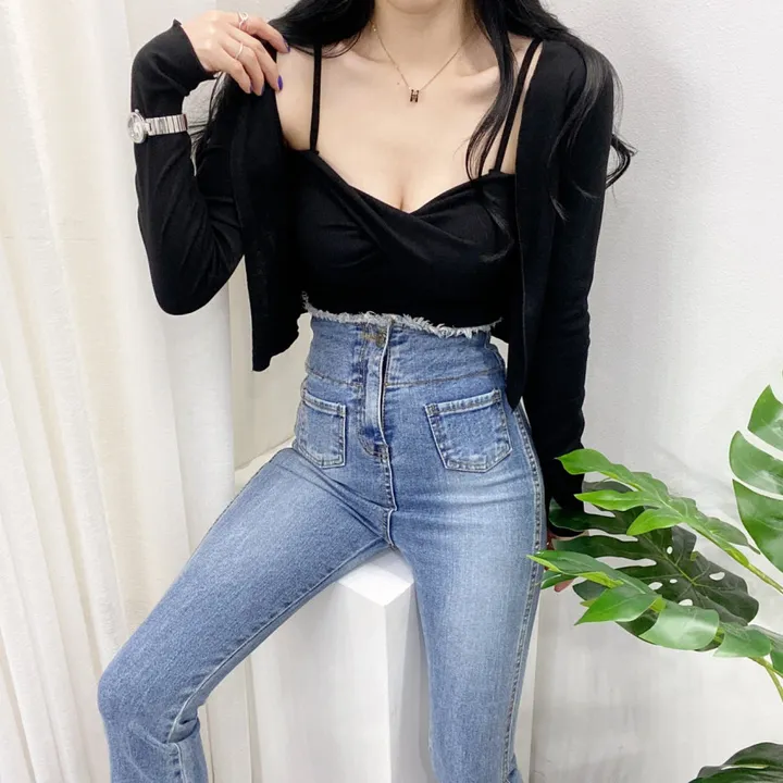 🚀당일발송🚀[몸매보정/글램룩] 봄 여름 가을 알프 숏 꽈베기 나시 가디건 세트 상세 이미지 42