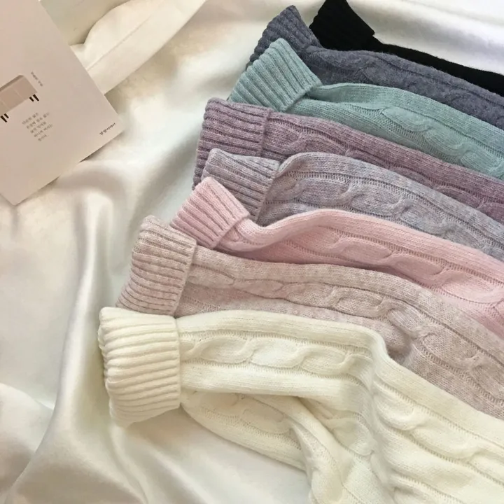 [컬러믹스,봄] 루즈핏 꽈배기 니트 / 봄가을, 매일입는 스프링 케이블 울니트 / 보카시 브이넥 오버핏 긴팔티 상세 이미지 1