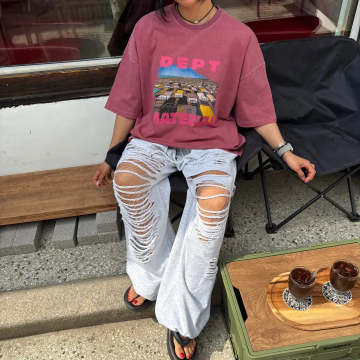[허리~63까지 MD 추천🤩] 데미지 디트로이드 제니팬츠 / 유니크 스트릿 댄스복 페스티벌 체육대회 빅사이즈바지 세미 부츠컷 조거팬츠 봄바지 여름바지 댄스복 하비언니 와이드팬츠 상세 이미지 46