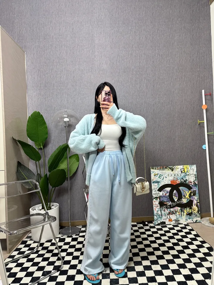 봄 레이스트랙 스트링팬츠 (소라/그레이/핑크/네이비/블랙) 레이스바지 와이드팬츠 트레이닝팬츠 트랙팬츠 상세 이미지 21