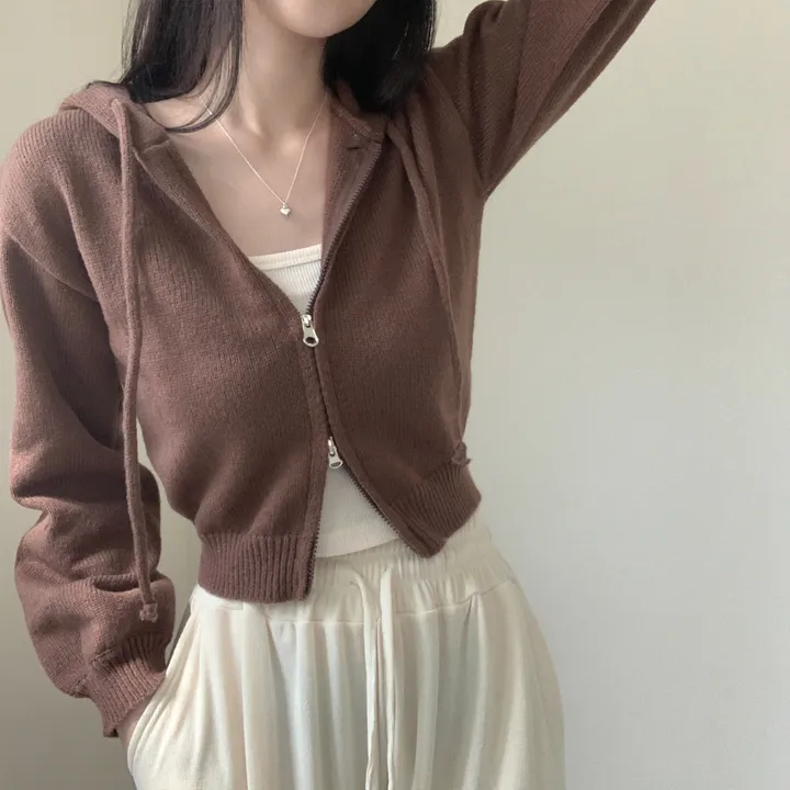 [아방핏🌈/7color] 레인보우 도톰 투웨이 크롭 니트 후드집업 가디건 도톰가디건 가디건 상세 이미지 3