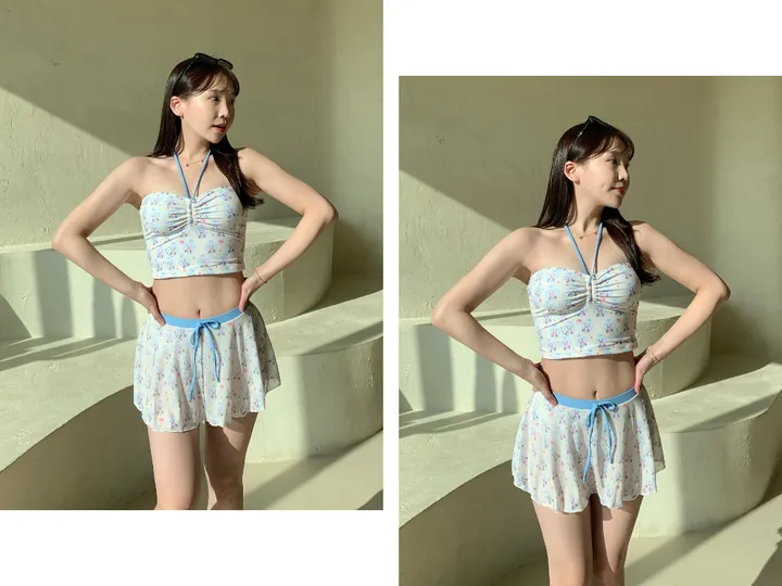 [당일출고/M-XL]홀터넥 커버업 치마 하이웨스트 비키니 베어 휴양지 수영복 상세 이미지 6