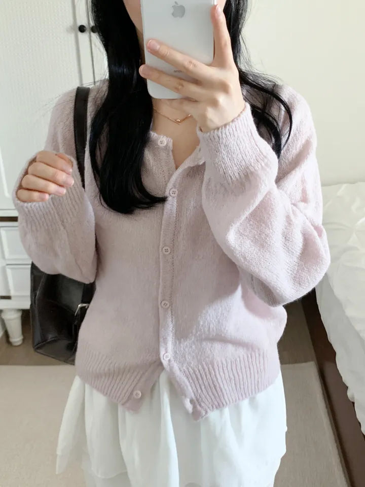 [보송/여리핏☁️] 바스 모헤어 가디건 (5color) 봄가디건/여름옷/데일리룩/데이트룩/벚꽃/나들이룩/핑크/니트/피크닉룩 상세 이미지 2