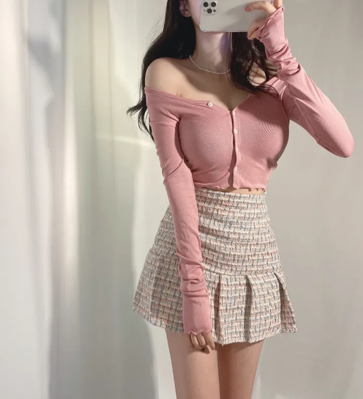 (쫀득/타이트핏)과즙 팡팡 데일리 물결 브이 쫀쫀 크롭 가디건 6color 상세 이미지 10