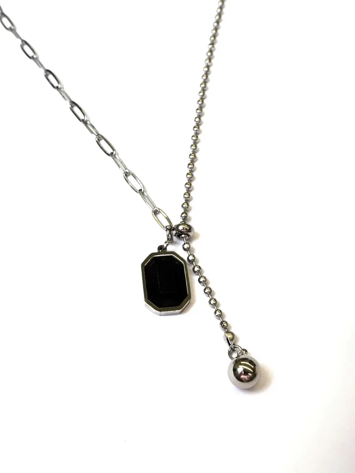 [s.steel] black drop necklace | 써지컬 블랙 드롭 목걸이 상세 이미지 17