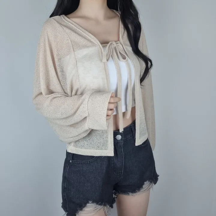 [최저가✨/핏보장] 국내제작 여름 살탐방지 팔뚝커버 리본 볼레로 시스루 여름 가디건 (3color) 상세 이미지 9