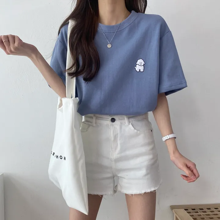 [묶음 할인/꾸안꾸] 귀여운 흰둥이 패치 반팔티 5color 상세 이미지 12