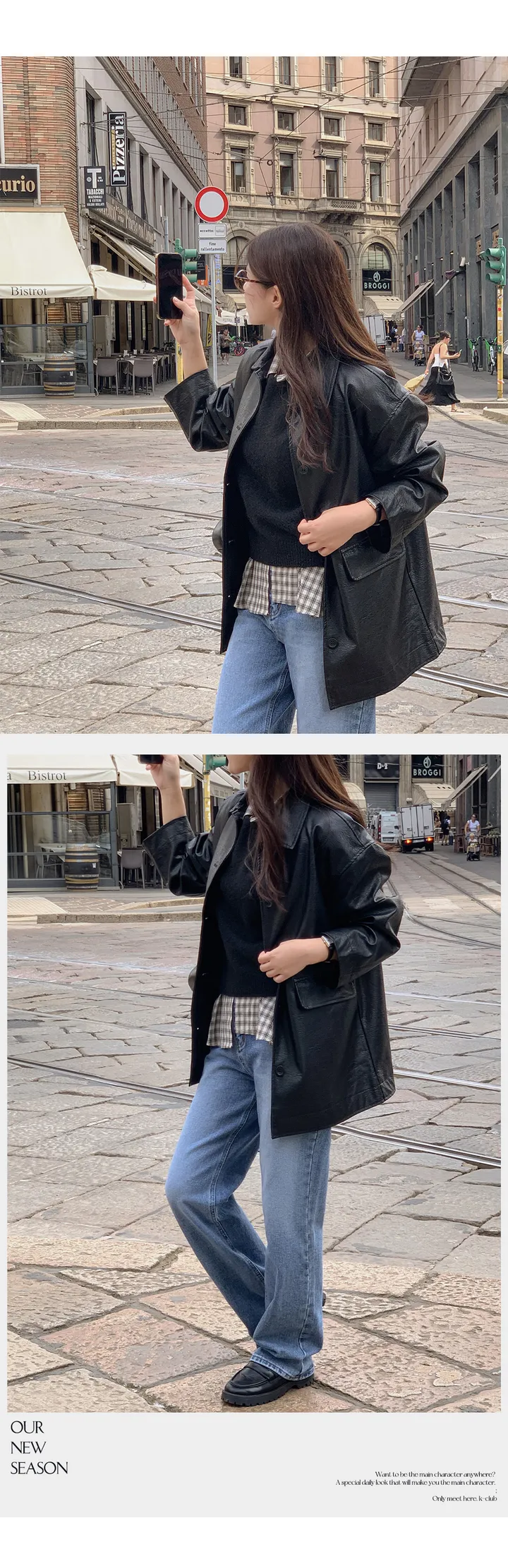 [자체제작/오늘출발/1만장돌파!]#봄🌷 바텐 오버핏 하프 레더 자켓 (데일리룩/개강룩/봄아우터/봄자켓/레더자켓/가죽자켓/루즈핏) 상세 이미지 124