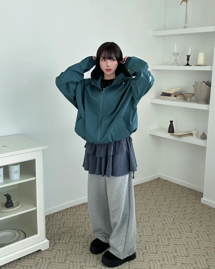 *여름가능ღ [UNISEX] 리사 후드 바람막이 점퍼 시스루 박시 윈드브레이커 (6color) 상세 이미지 5
