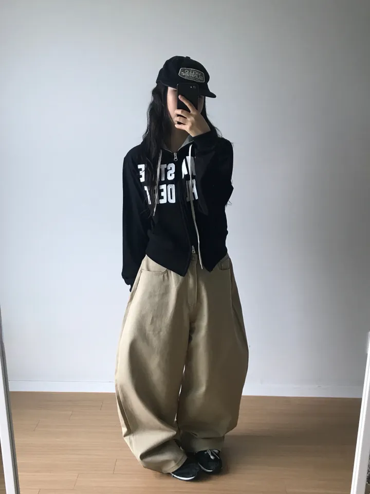 [투웨이] 뎁트 배색 반크롭 후드집업 상세 이미지 3