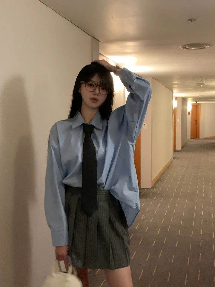 [4천장판매][MADE/핏보장인생셔츠] 에디 프렌치 코튼 오버핏 셔츠 남방 남녀공용 보이핏 레이어드 봄옷 봄신상 봄코디 봄상의 봄셔츠- 7color (KD1457,KD1910) 상세 이미지 64