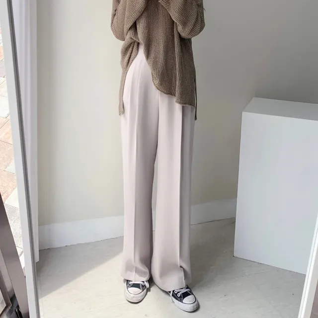 [인생핏ㅠㅠ/찐추천] 찰랑찰랑 하이웨스트 일자 핀턱 와이드 롱 슬랙스 일자 팬츠 꽃놀이룩 개강여신 아이보리 베이지 브라운 블랙 상세 이미지 50