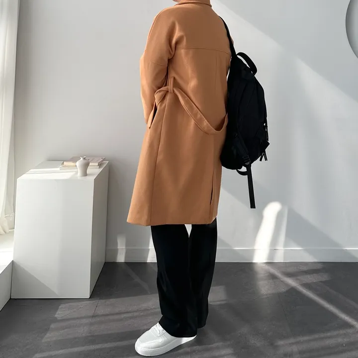 [1+1할인] 오버핏 로브 코트 미니멀 빅사이즈 아우터 남자롱로브코트 상세 이미지 11