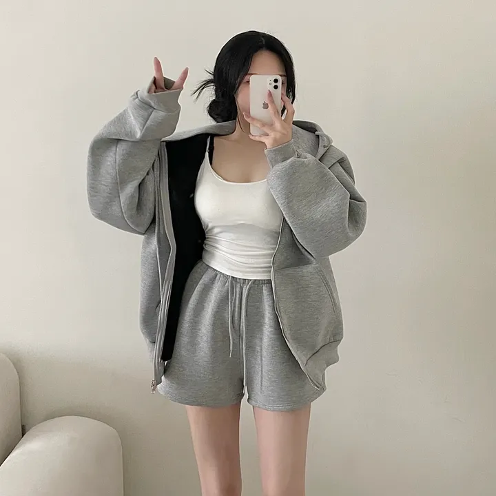 [완강추🩶/도톰고퀄] 쿠션 네오프랜 후드집업 + 반바지 set 상세 이미지 5