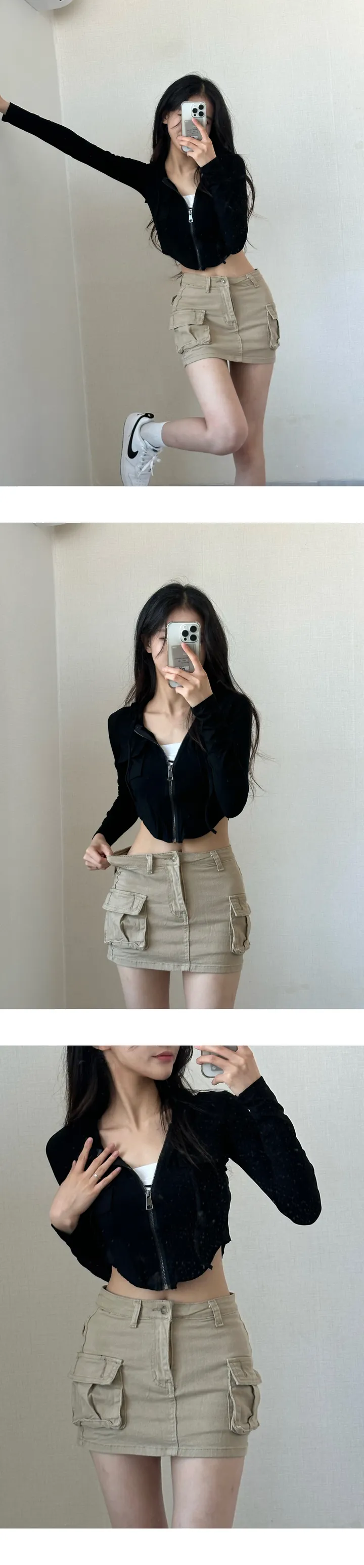 당일🚀 [ 2개 묶음할인,모델소장]  y2k 힙카고 투포켓 슬림 U라인 후드 집업 상세 이미지 24