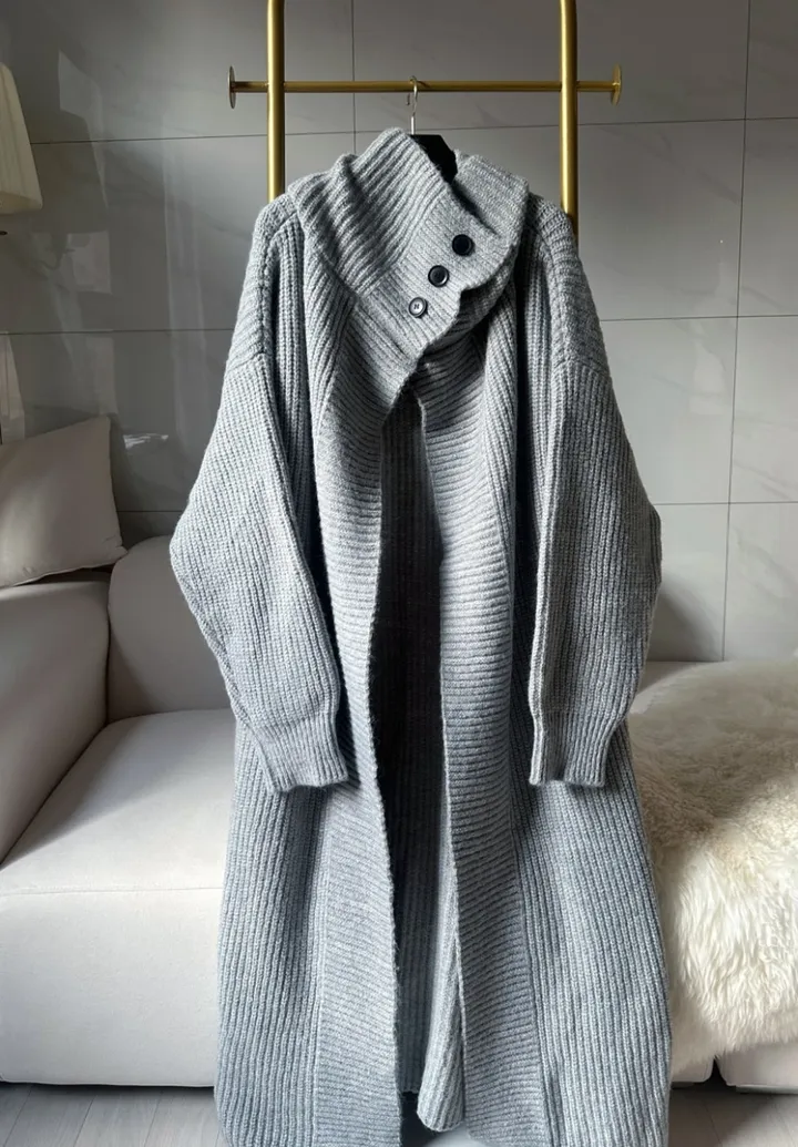 [아이당일] *도톰따숩 터틀넥 울 숄 빅카라 꽈배기 뜨개 니트 맥시롱가디건 울롱코트 울가디건(5color) 상세 이미지 44