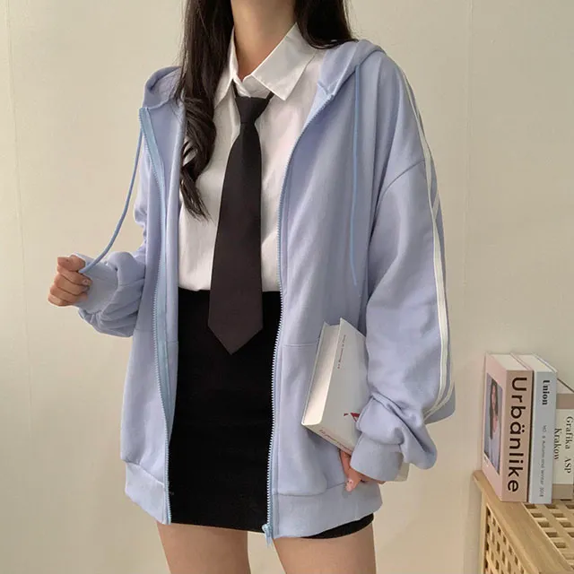 (◞˃ᆺ˂)◞💖[박시핏!/5컬러] 꾸안꾸강추 핏 예쁜 오버핏 심플 베이직 라인 두줄 포인트 기본 후드집업 상세 이미지 19