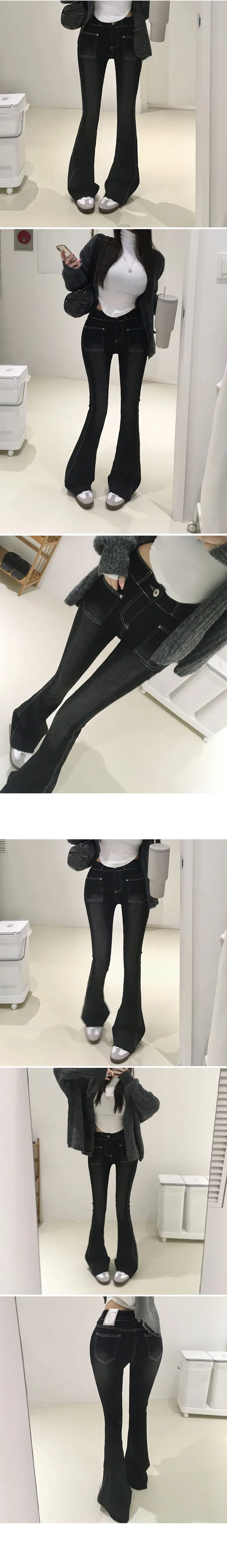 *XS~L*[인생핏!/골반패드] 푸린 앞포켓 부츠컷 데님팬츠 하이웨스트 롱부츠컷 세미부츠컷데님 상세 이미지 10