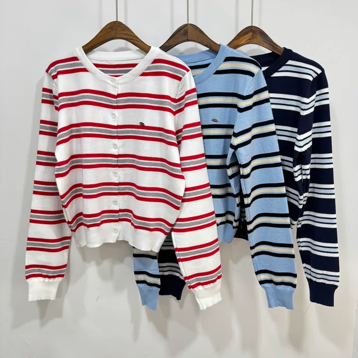 [당일❤/주문폭주] 로라 배색 단가라 펜던트 니트 가디건 3color 스트라이프가디건 단가라가디건 팬던트 상세 이미지 8