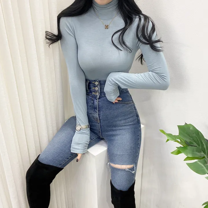 🚀당일발송🚀[6천장돌파/기모선택/묶음할인] 봄 가을 겨울 메이 부들 여리 폴라 티셔츠 이너티 상세 이미지 24