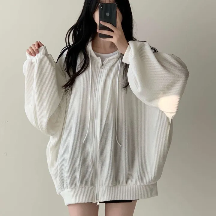 [-120/간절기필수소장💛] 골지 투웨이 오버핏 트랙 라인 후드집업 3c 상세 이미지 14