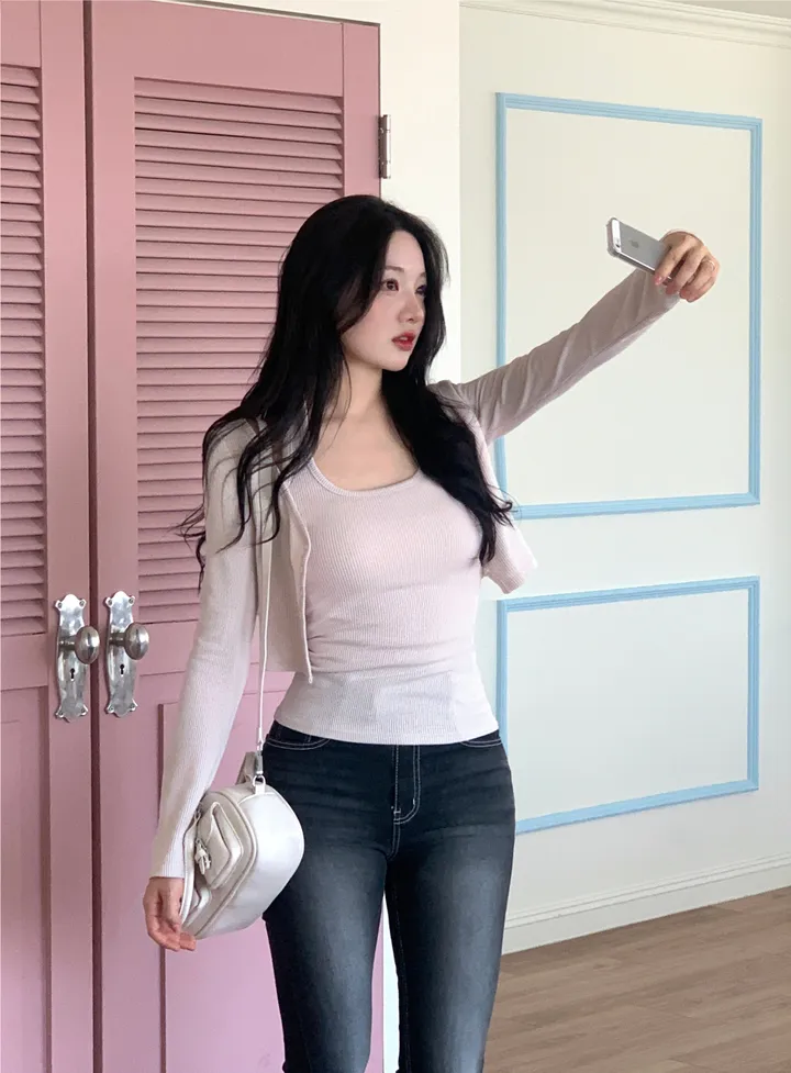 [MADE][2pcs,승모근소멸🤍] 키싱 홀터넥 나시 가디건set (4color) 상세 이미지 57
