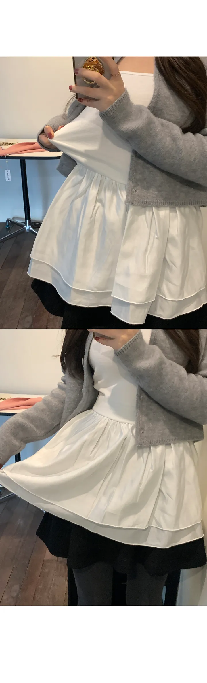 [주문폭주/사계절용] 플레어 레이어드 끈 나시 상세 이미지 10