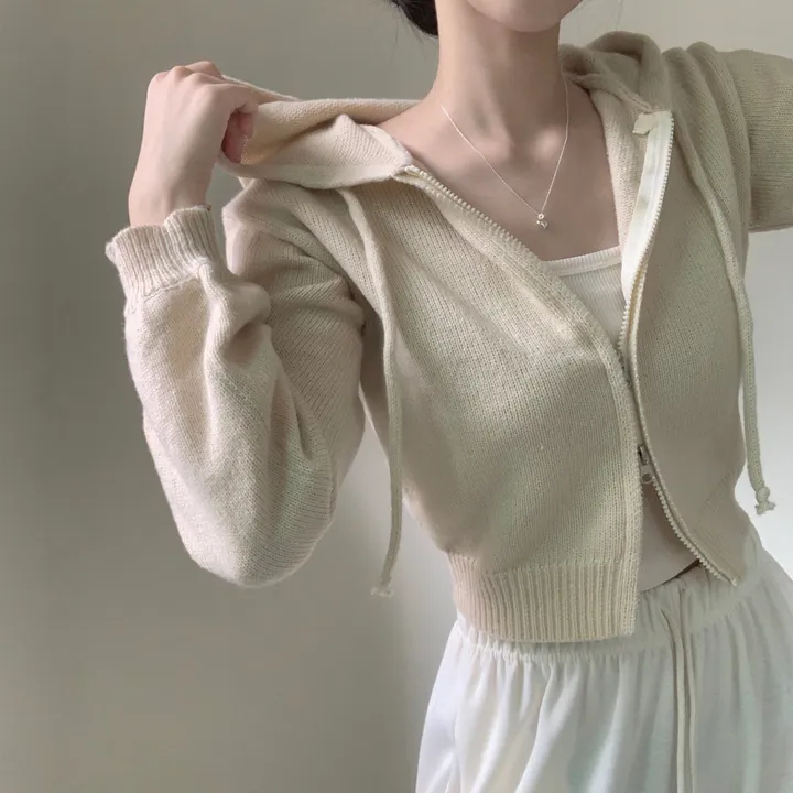 [아방핏🌈/7color] 레인보우 도톰 투웨이 크롭 니트 후드집업 가디건 도톰가디건 가디건 상세 이미지 10