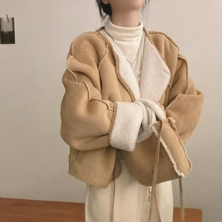 [양털안감/가방set] 유연소재,귀여움! 스웨이드 무스탕 자켓 2color 상세 이미지 19