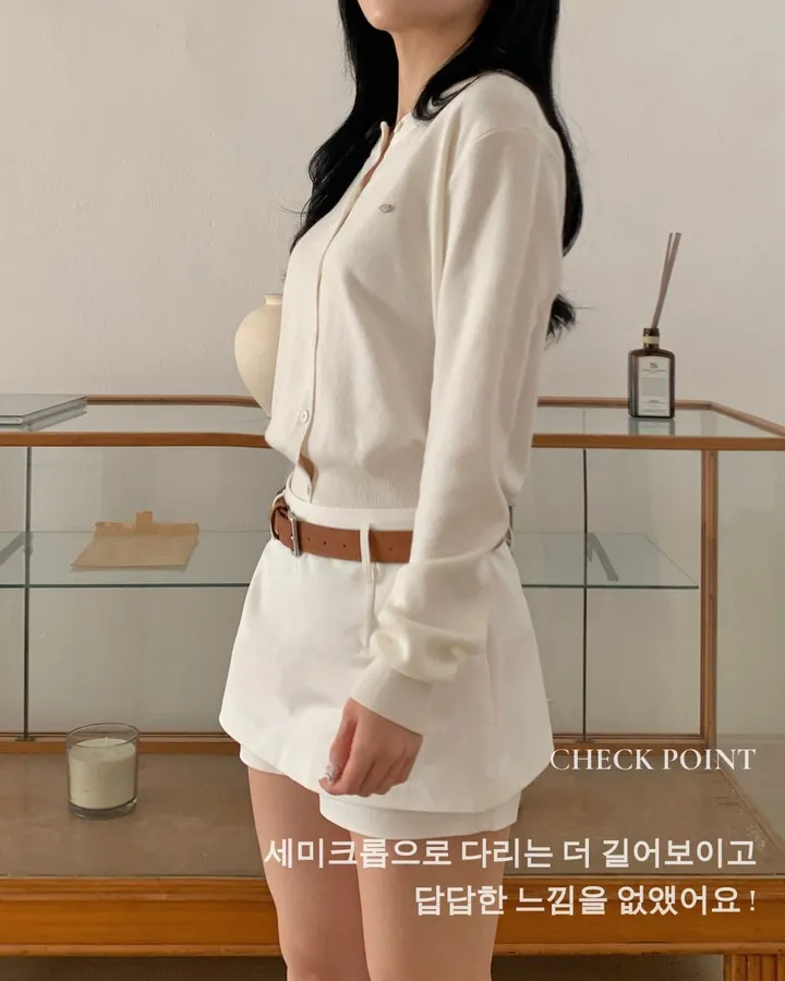 팔뚝살부각X /팬던트 가디건 봄가디건 세미크롭 크롭 니트 가디건 상세 이미지 12