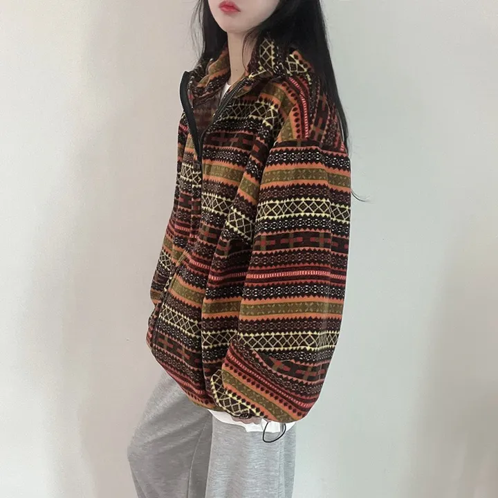 [남녀공용/포근해] 2WAY 보르도 패턴 투웨이 후드 후리스 집업 후드집업 3color 상세 이미지 26