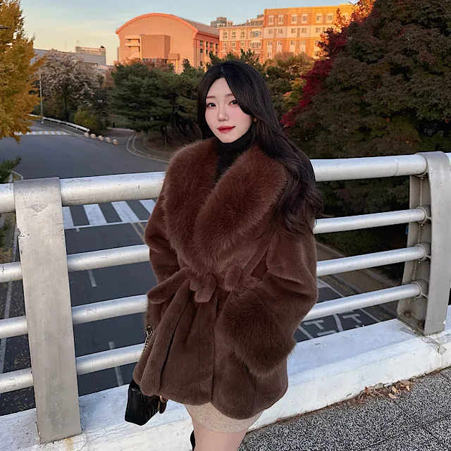 [BEST/최저가] *진짜예뻐요* 밍크 카라 퍼 하프코트 벨트 세트 4color/ 고퀄 실물보장 완전강추 클로징가능 상세 이미지 3