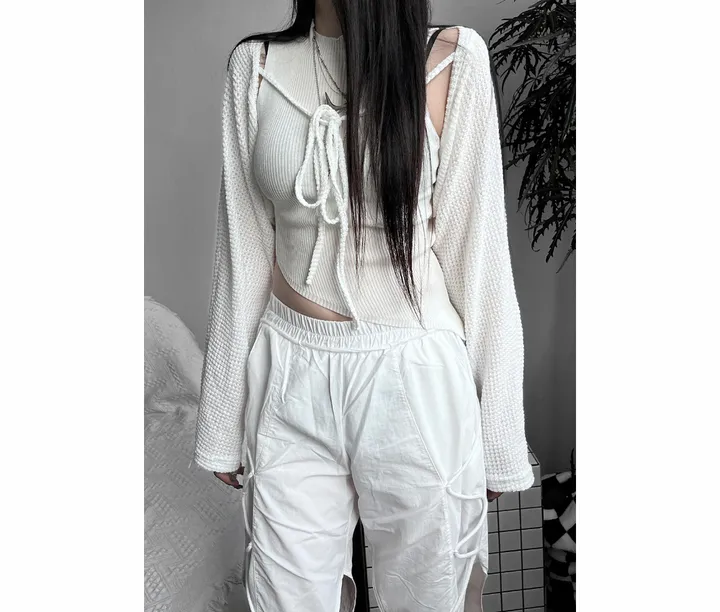 bolero strap waffle cardigan 상세 이미지 30