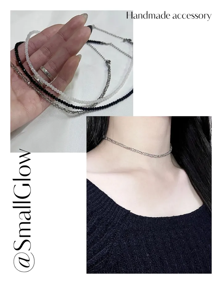 [MADE]빈티지 펜던트 포인트 론델 원석 데일리 초커 목걸이 4color 우정선물 상세 이미지 1