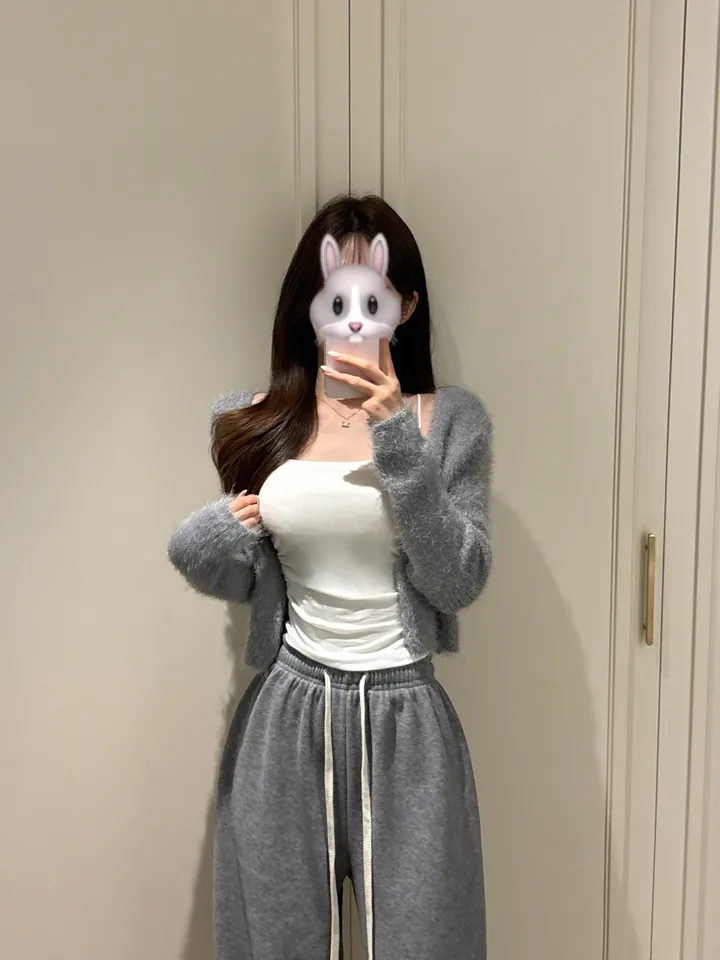 [청순여리/쓱걸치는🩷] 뽀송 앙고라 크롭 니트 가디건 겨울신상 봄가디건 (5color) 상세 이미지 5