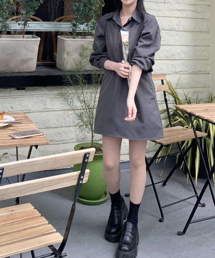 [set🖤/기장조절/데이트룩] 셔츠ops+뷔스티에ops 투피스 레이어드 세트set 상세 이미지 42
