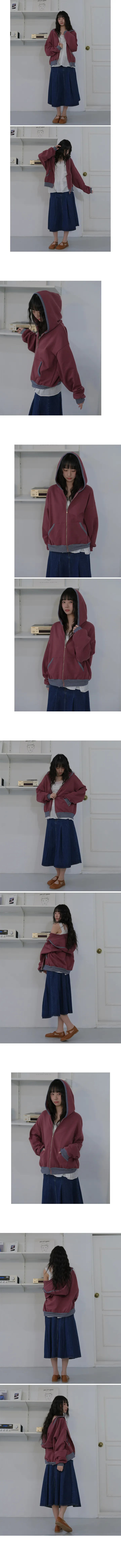 *추천* 레드빈 배색 캐주얼 후드 jp 2color 상세 이미지 6